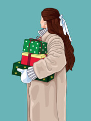 woman with christmas gift