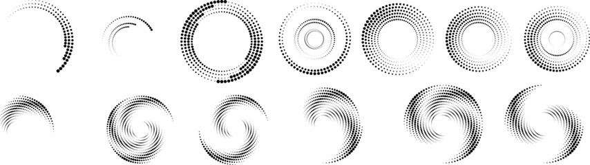 Wall Mural - design elements with circular halftone dots. vector rotating dotted circles design . half tones coll