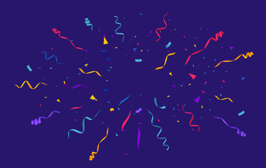 Poster - Confetti burst background. Festive backdrop. Party design with colorful confetti. Vector illustration