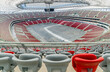 National stadium in the capital city of Warsaw, Poland with the empty seats, no people, place for sports and music events.