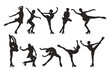 Silhouette figure skating women. Vector illustration