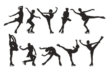 silhouette figure skating women. vector illustration