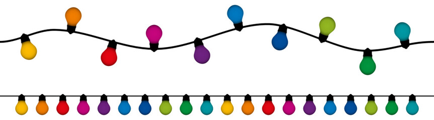 Sticker - Christmas Light Bulbs. Light Bulbs. String of Colorful Holiday Lights. Colorful Garland. Vector illustration