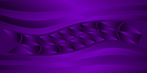 Poster - Abstract background made of waving lines and trygonal shapes in dark purple colors. 3d abstract violet purple background.