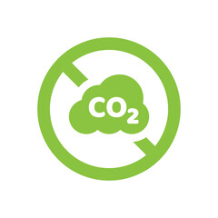 No co2 prohibition vector sign. Zero carbon dioxide emissions, carbon free icon.