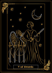 Wall Mural - the illustration - card for tarot - V of Swords.