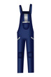 Workwear uniform element. Blue denim overall or dungaree as uniform. Protective clothing or safety equipment. Construction workers clothing, uniform mockup