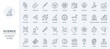 © lembergvector - Science technology thin line icons set vector illustration. Outline biology and chemistry laboratory research, AI and machine learning, astronomy and space, data structure analysis of scientist