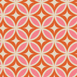 Mid century modern starbursts on pink and orange circle leaves seamless pattern. For home décor, retro backgrounds and wallpaper 