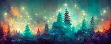Abstract Christmas Tree Background Header Wallpaper Illustration At Night