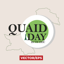Quaid Day Typography And Pakistan Map In Background, 25 December