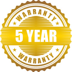 Sticker - 5 year warranty stamp badge isolated on white background. warranty label