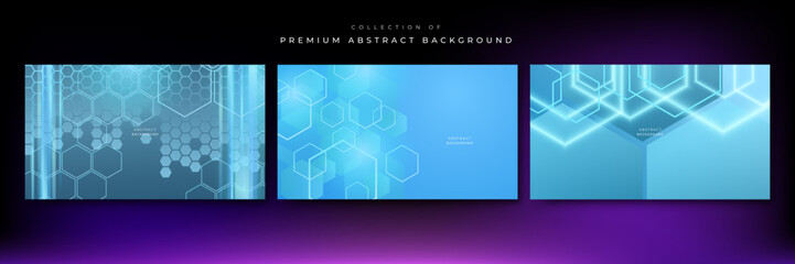 Blue technology background with hexagon pattern. Vector banner design illustration