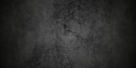 Wall Mural - Black stone wall cracked concrete grunge texture and backdrop background anthracite panorama. Panorama dark grey black slate background or texture.	