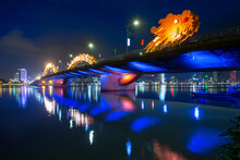 Dragon Bridge In Da Nang At Night