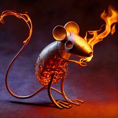 Wall Mural - fire sculpture of a mouse