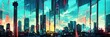Leinwandbild Motiv Futuristic city skyline. sci-fi. fantasy scenery