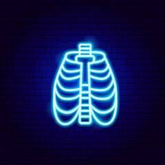 Sticker - Skeleton Neon Sign. Vector Illustration of Medical Human Health Objects.