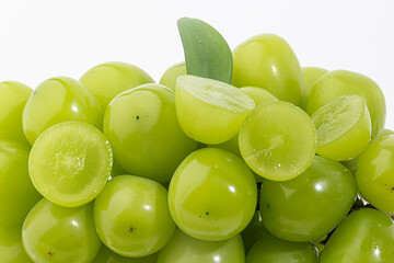 shine muscat green grape on white background
