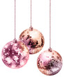 © Anterovium - Colorful rose gold tone disco glitter mirror Christmas balls hanging isolated