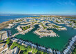 Aerial view above the impressive and large marina of Port Camargue in the south of France