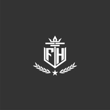 FH Initial Monogram Brand Logo Design For Crown Vector Image