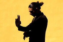 Hispanic Flamenco Dancer In Black Suit