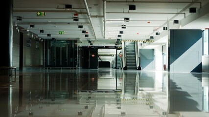 Empty hallway of Gdansk Lech Walesa International Airport