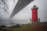 Little Red Lighthouse and George Washington Bridge in the Fog