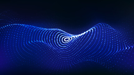 Wall Mural - abstract technology circle wave. flow of particles. big data transfer visualization. vector illustra