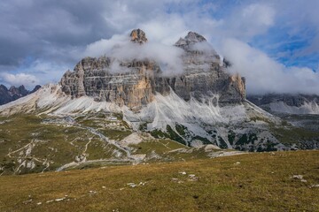 Canvas Print - Beautiful shot of rocky mountains under cloudy sky