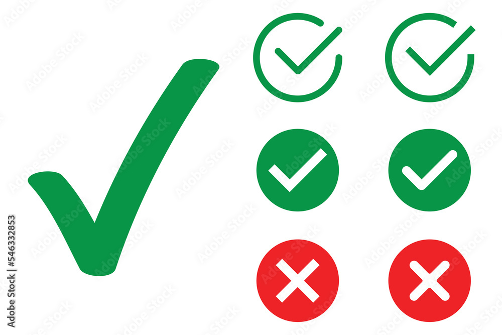 Checkmark cross on white background. Isolated vector sign symbol ...