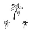 Black vector single palm tree silhouette icon isolated