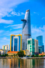 Buildings In The Central Area Of Ho Chi Minh City, Along The Saigon River. The Symbol Of Modernity And Dynamism Of The Largest City In The Country.