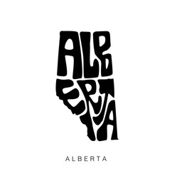 Wall Mural - Alberta state of Canada vector lettering. Alberta Typography map lettering.