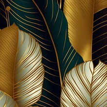 Abstract Background With Golden And Green Leaves
