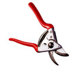 Isolated garden pruner with a red handle