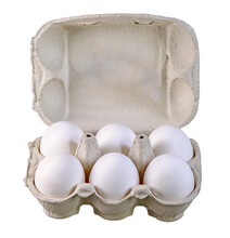 Isolated Egg Box Full With White Bio Eggs