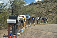 View Of A Bunch Of Rural Mailboxes In Arizona