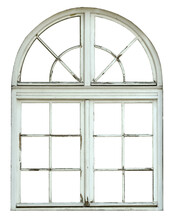 Old Wooden Window With Arch On White Background