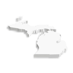 Wall Mural - Michigan, state of USA - white vector 3D map of country area.