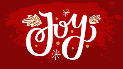 Wall Mural - Merry christmas sign lettering, decorated winter holiday greeting joy. Handwritten modern inscription. For holiday design postcard, poster. Congratulation text creative style