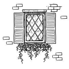 Window with shutters vector illustration on white background