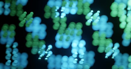 3d render with blurred blue and green background with small triangles