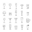 Glasses with names, line icons set. Vector