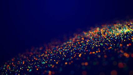 Wall Mural - magical multicolored sparkles of light form abstract simple spiral structure. multi-colored glow par