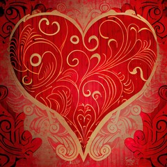 red vintage love heart background High quality illustration