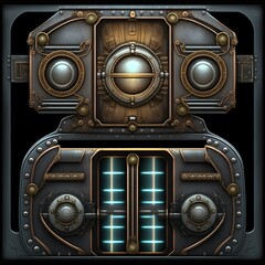 Wall Mural - Sci-fi card back frame slot template steampunk biomechanical texture design device