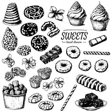 Hand Drawn Set Of Sweets