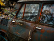 old rusty car, old style, vintage retro atmosphere  